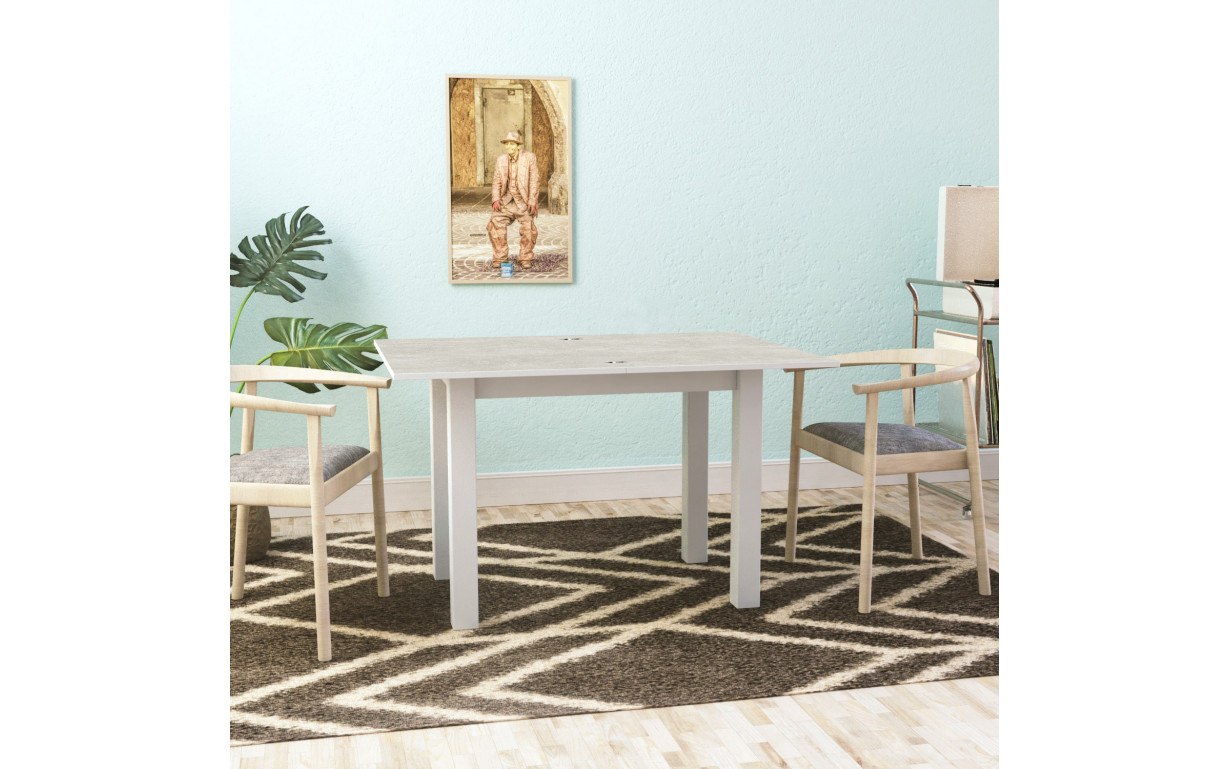 Стол-трансформер Dinner Ателье светлый М/Белые ноги - Фото